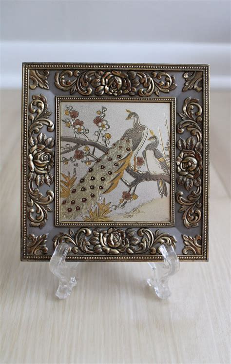 VTG Japanese Chokin Music Box Metal Framed Picture 